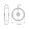 Roda padrão de 20 cm de diâmetro.